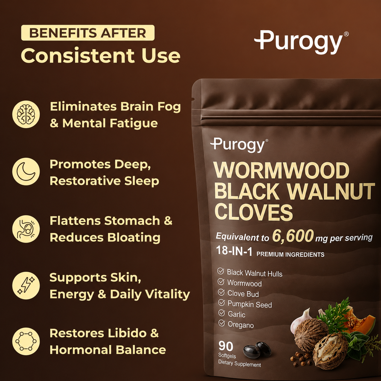 Wormwood Black Walnut Pumpkin Seed & Clove Softgels