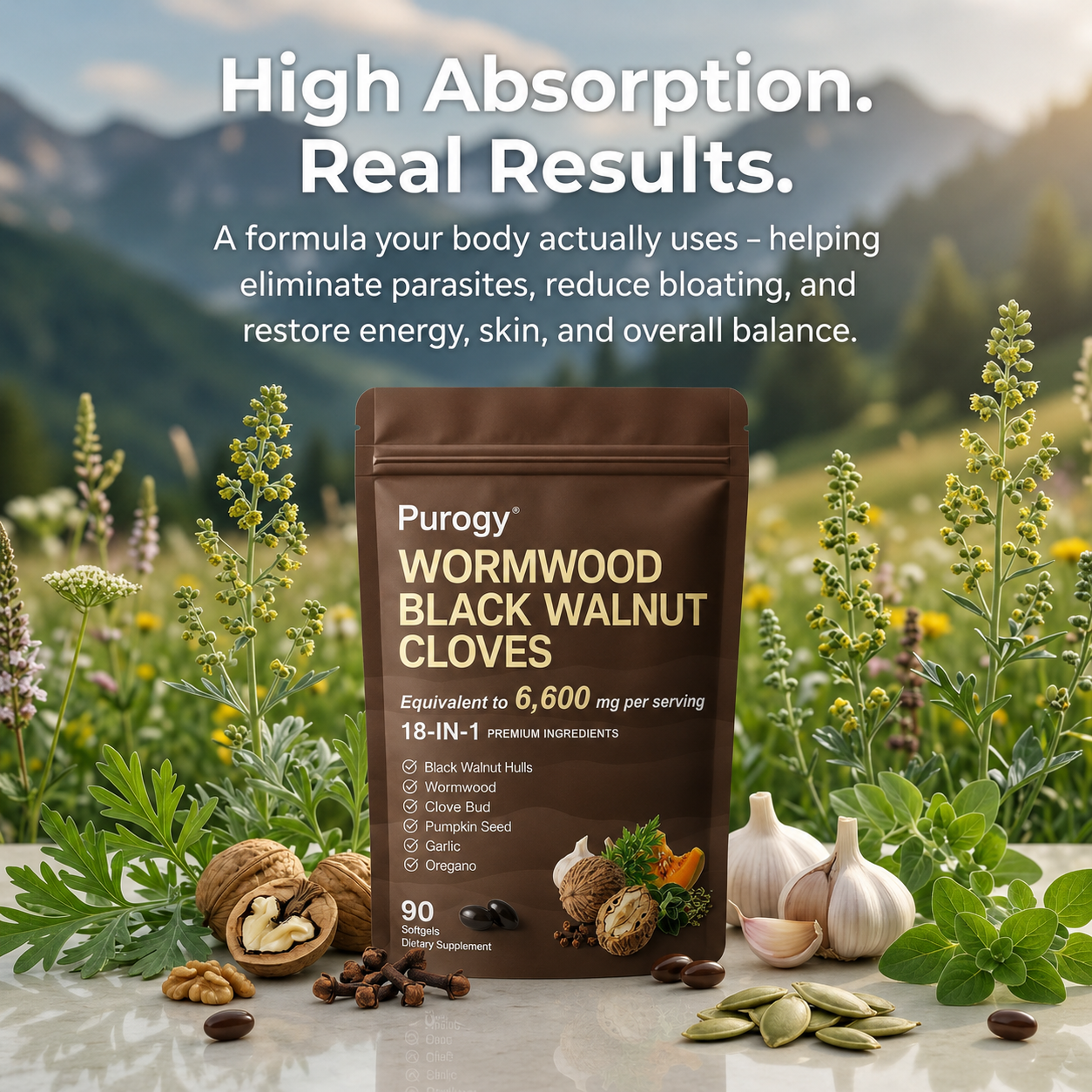 Wormwood Black Walnut Pumpkin Seed & Clove Softgels